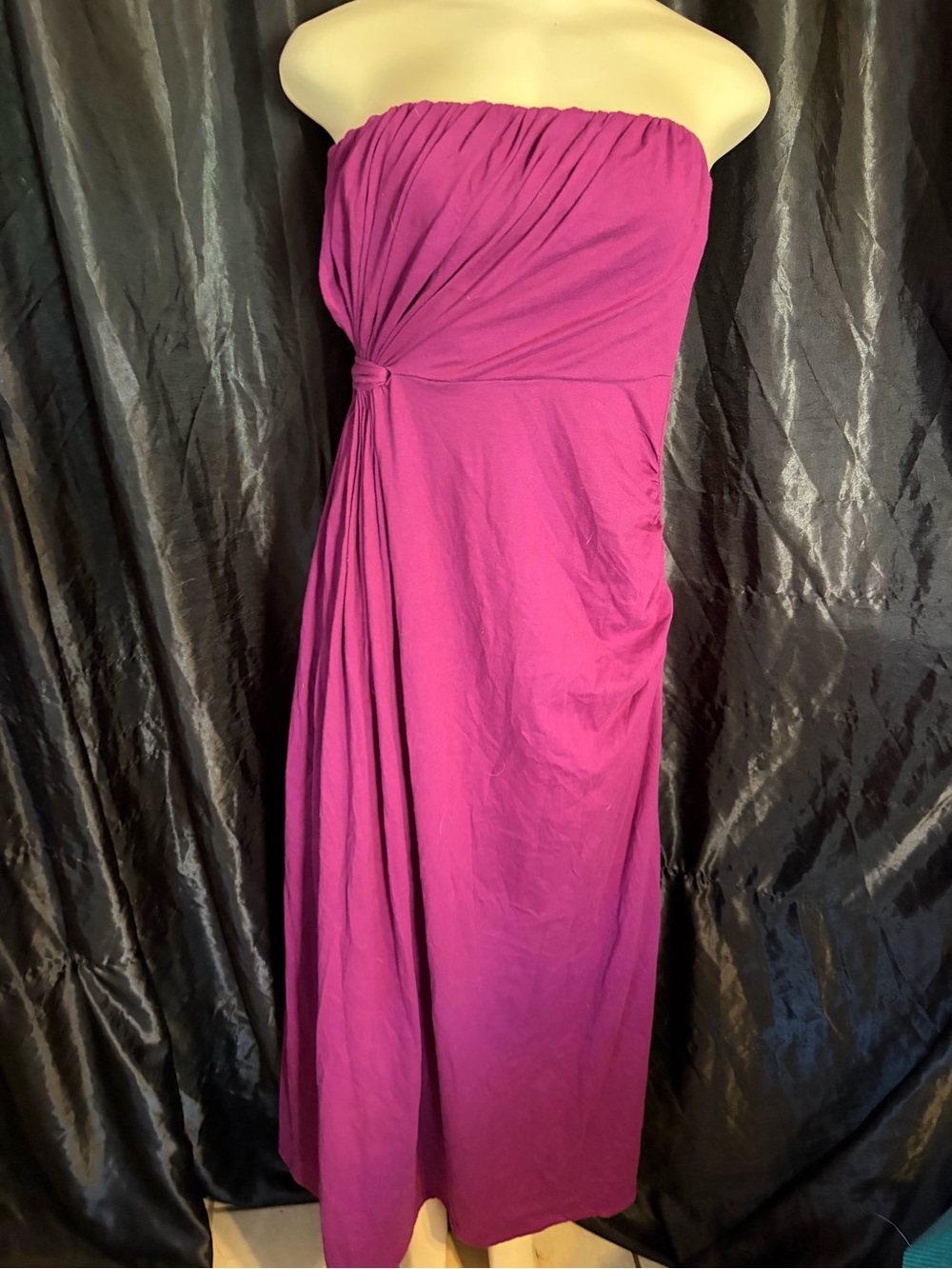 Apostrophe Strapless Knot-Front Maxi Dress — Magenta